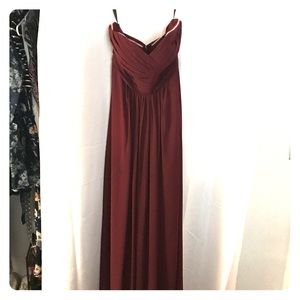 Strapless Long Formal Dress in Burgundy